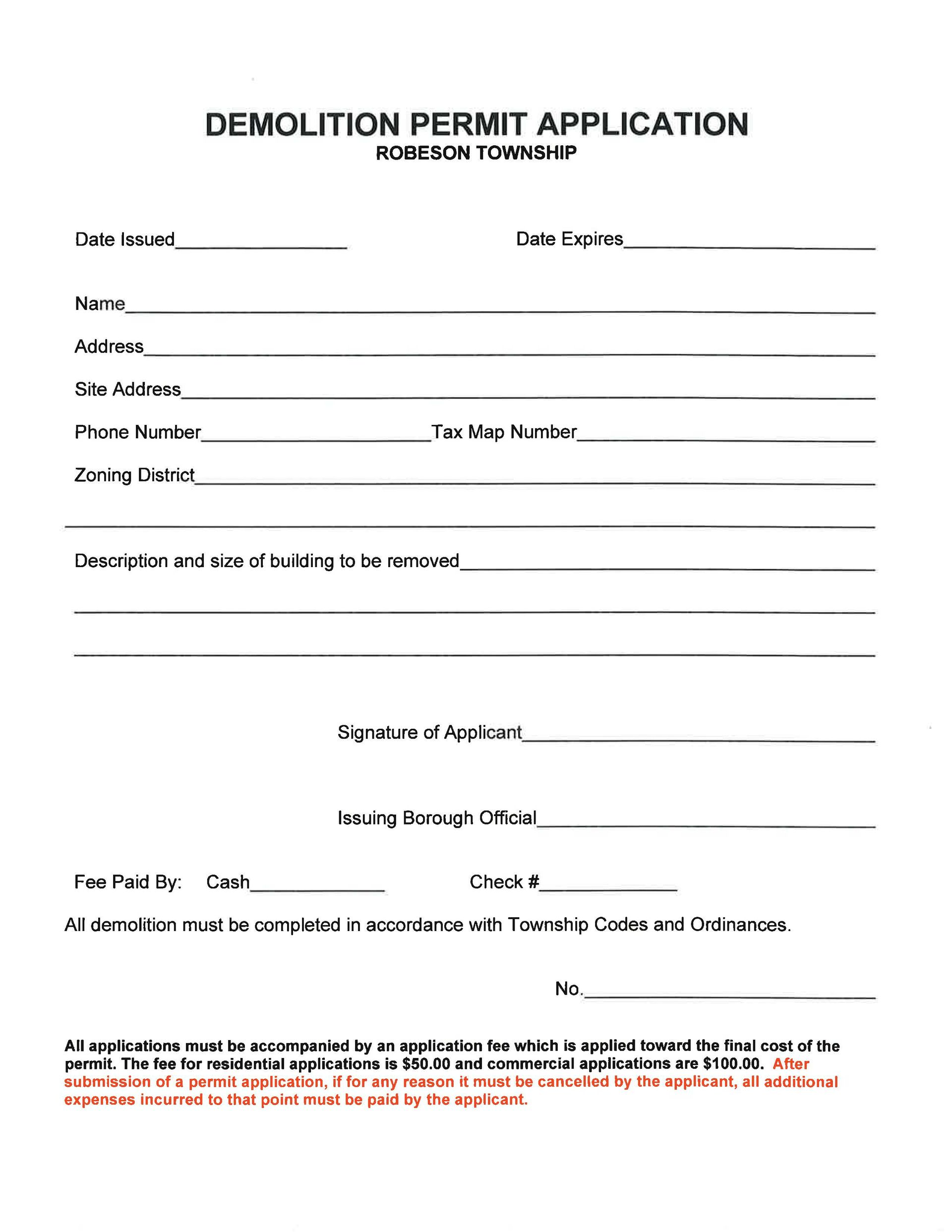 Demolition Permit Application
