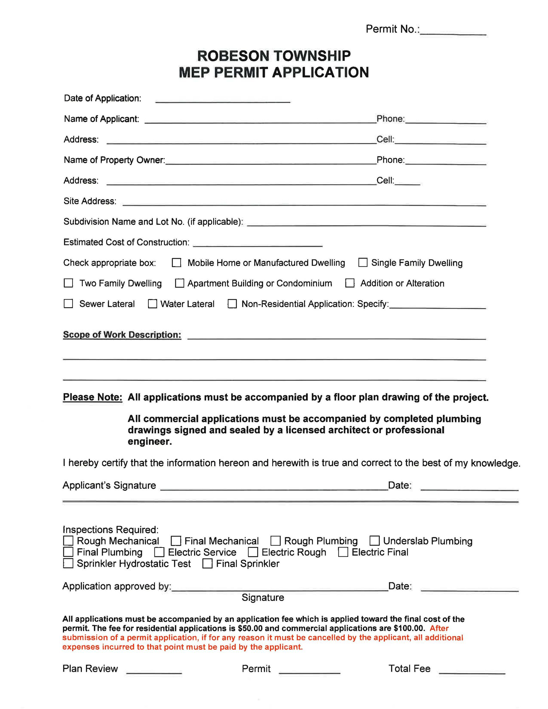 Pellet Stove Permit Application