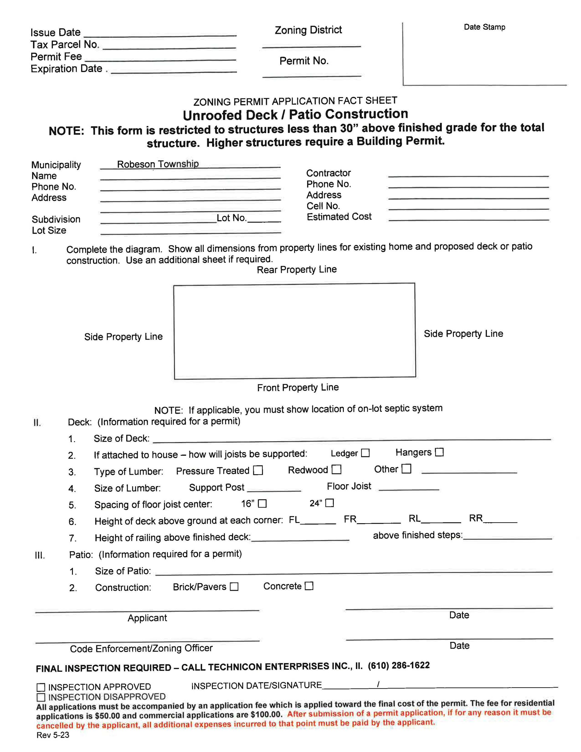 Unroofed Deck / Patio Construction