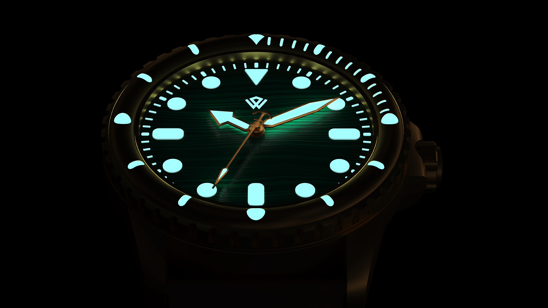 The face of a watch is glowing in the dark.
