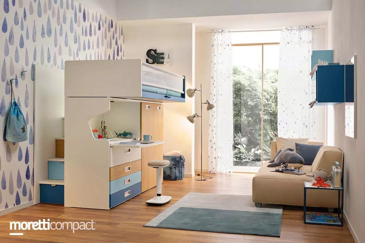 cameretta luminosa con parquet per bambini