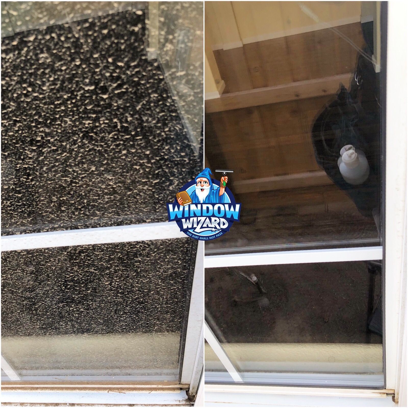 A picture of a window with a window wizard logo on it