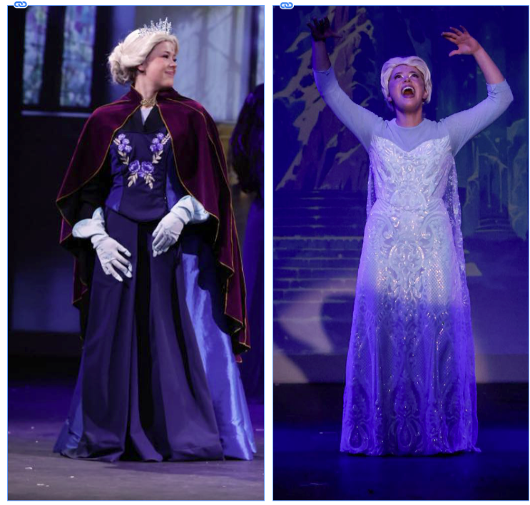 The dress transformation during Frozen the Broadway Musical.