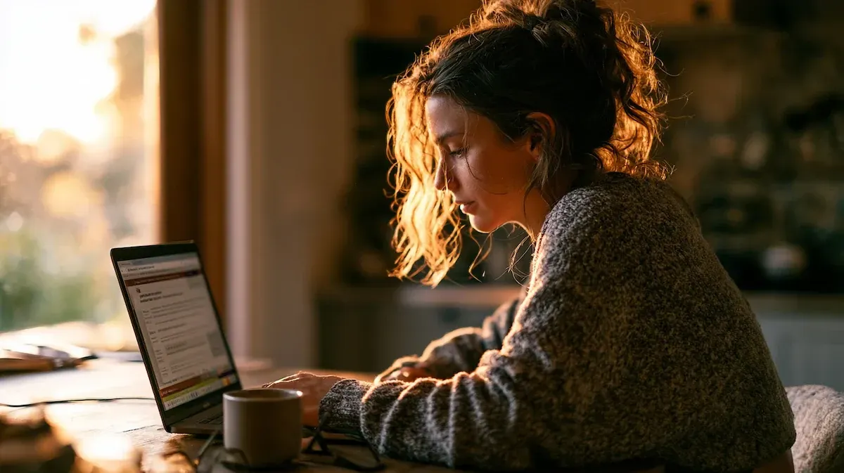 A woman Is Transferring QLD Rego Online in her home