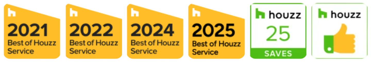 Houzz awards: 2021, 2022, 2024, and 2025 