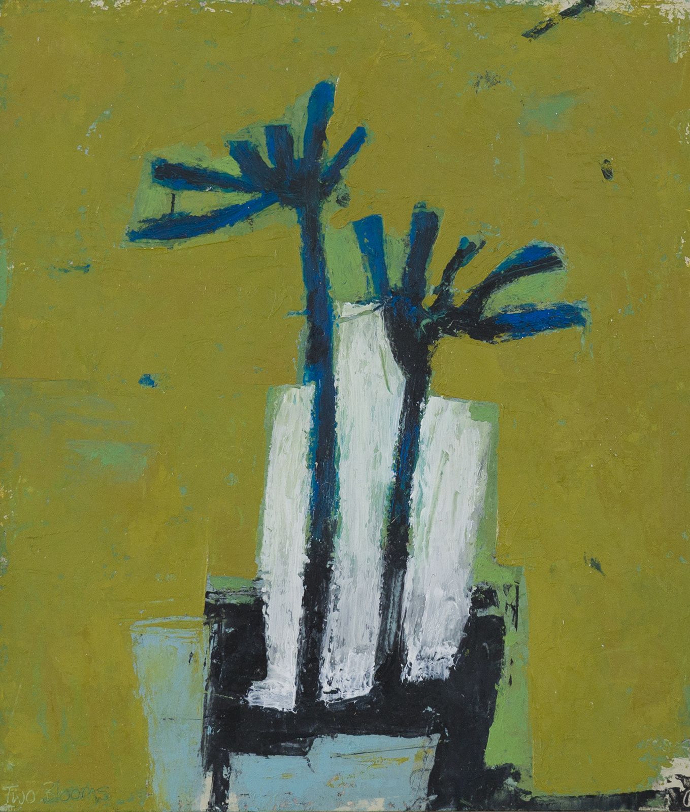 Two Blooms Oil on Paper on Board 35cm x 32cm £900