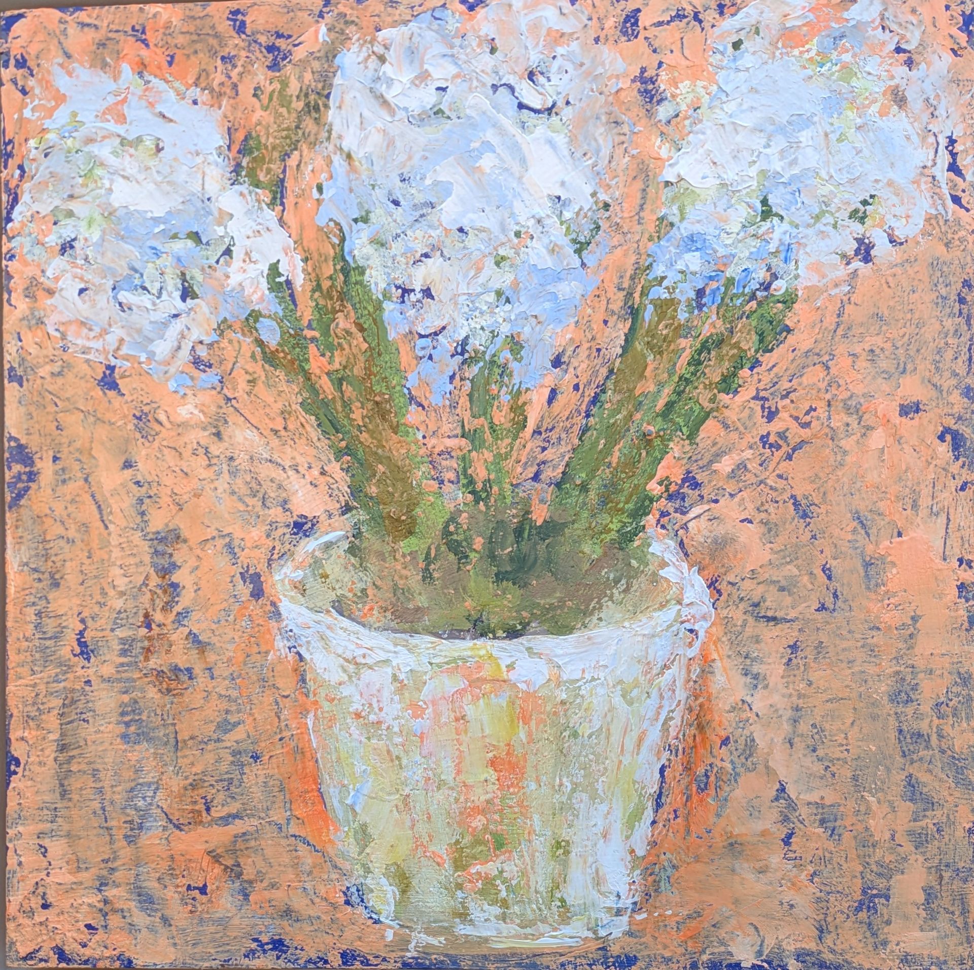 White Hyacinth Mixed Media on Panel 34cm x 34cm £425