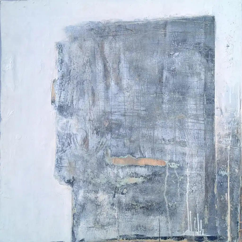 Bounderies Aerosol Paint, Emulsion and Grout on Plywood 63cm x 63cm SOLD