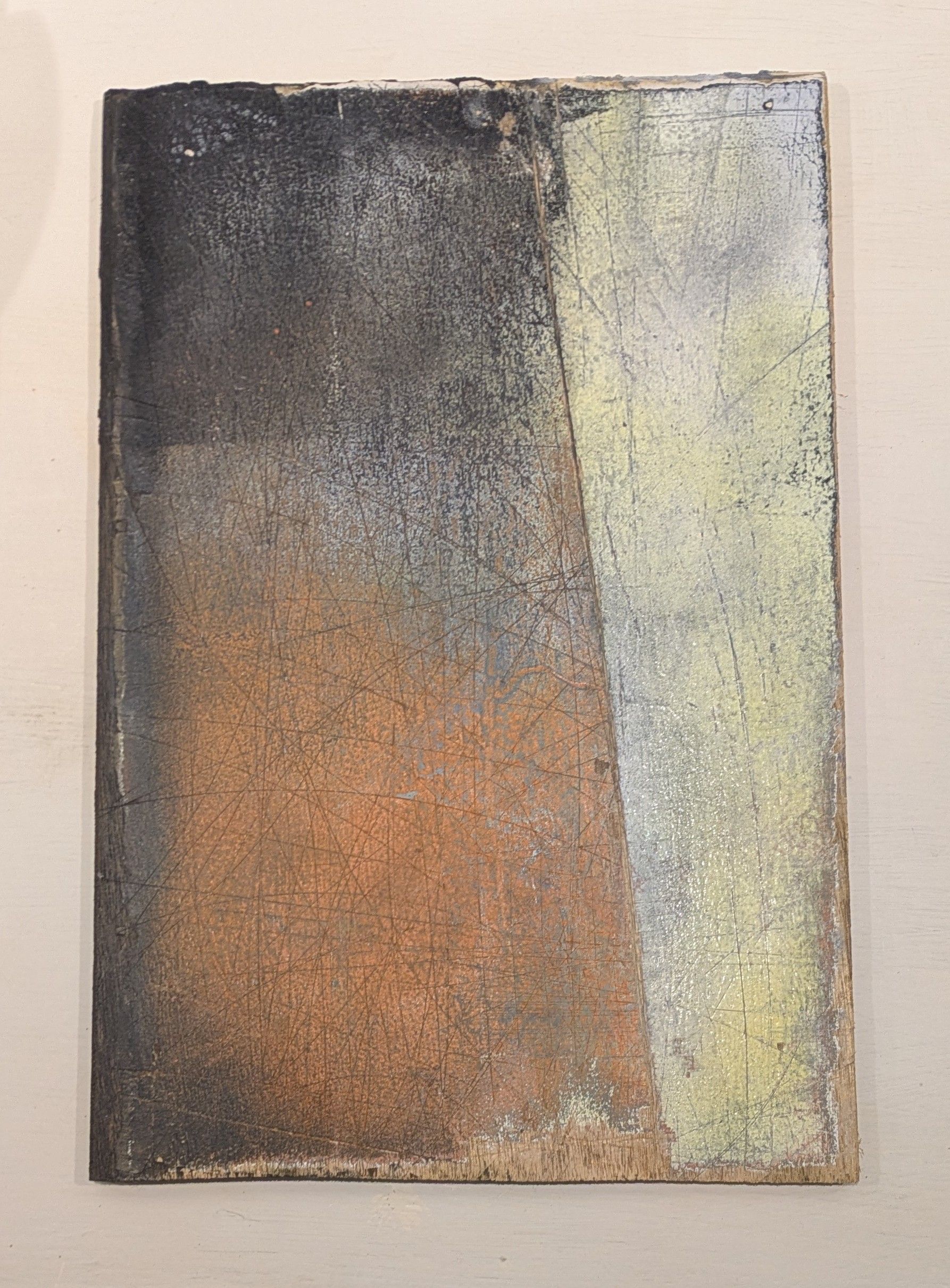 Downhill Orange Aerosol Paint, Emulsion, Acrylic, Grout  and Varnish on Plywood 25cm x 37cm £480