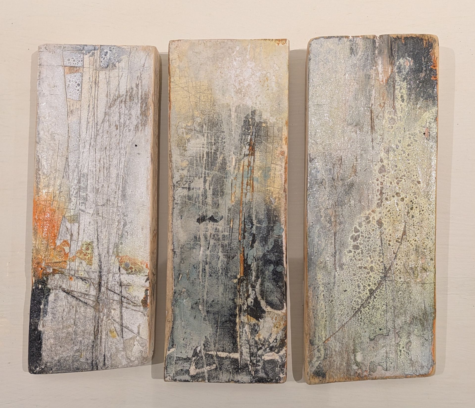 Untitled Triptych Aerosol Paint, Emulsion and Varnish on Wood 20cm x 29cm £690