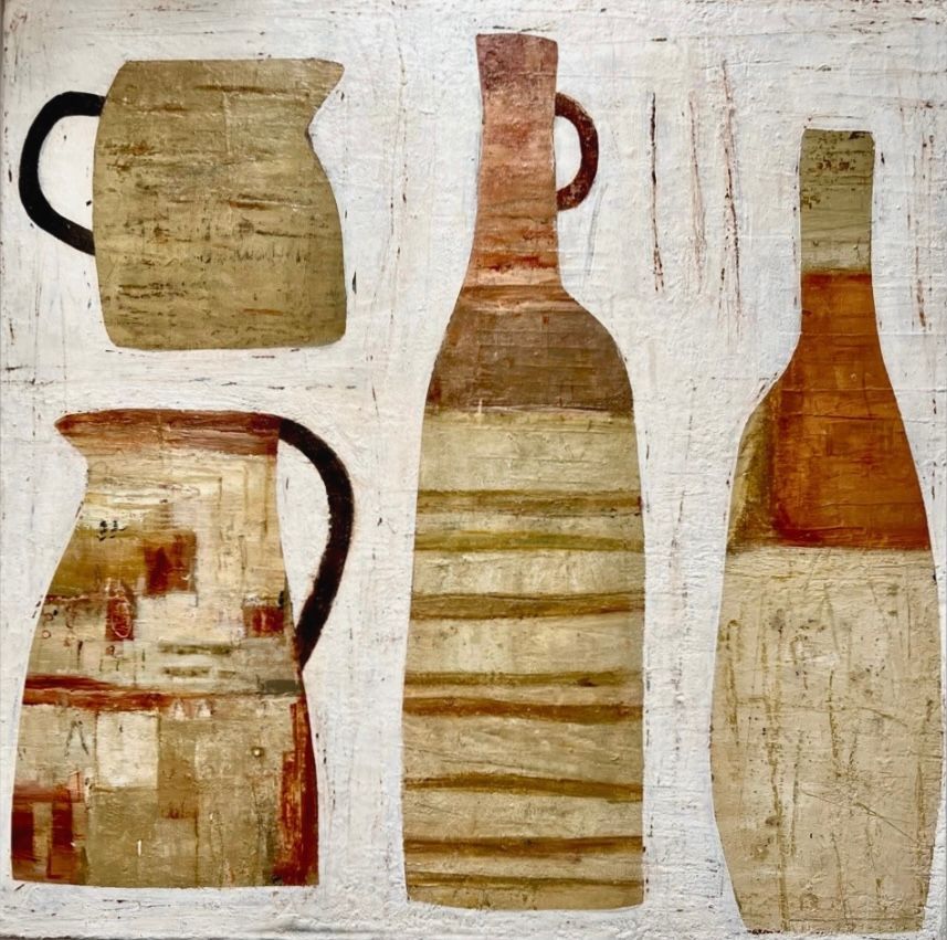 Still Life Stories CIII Mixed Media on Canvas 40cm square 45cm framed £750