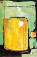 Orange and Green Fields Mixed Media on Artboard 19.5cm x13.5cm framed £275