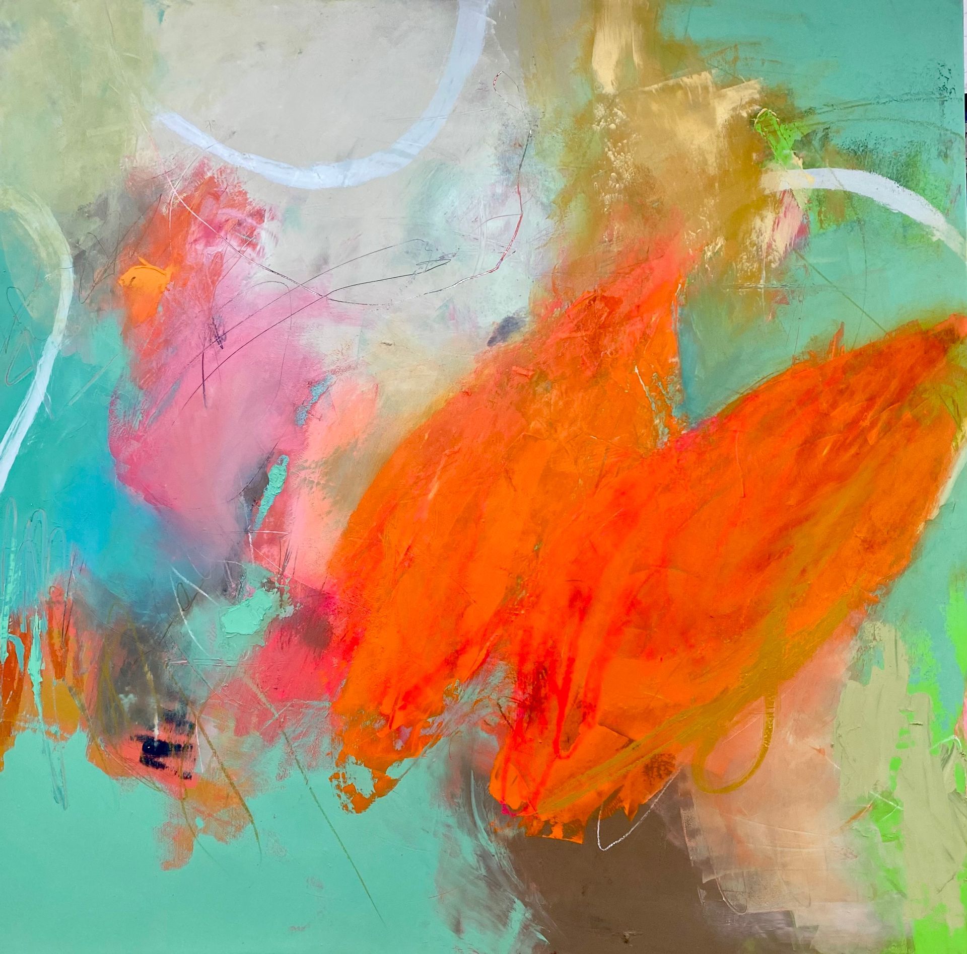 Tangelo Oil and Cold Wax on Panel 120cm x 120cm £4750