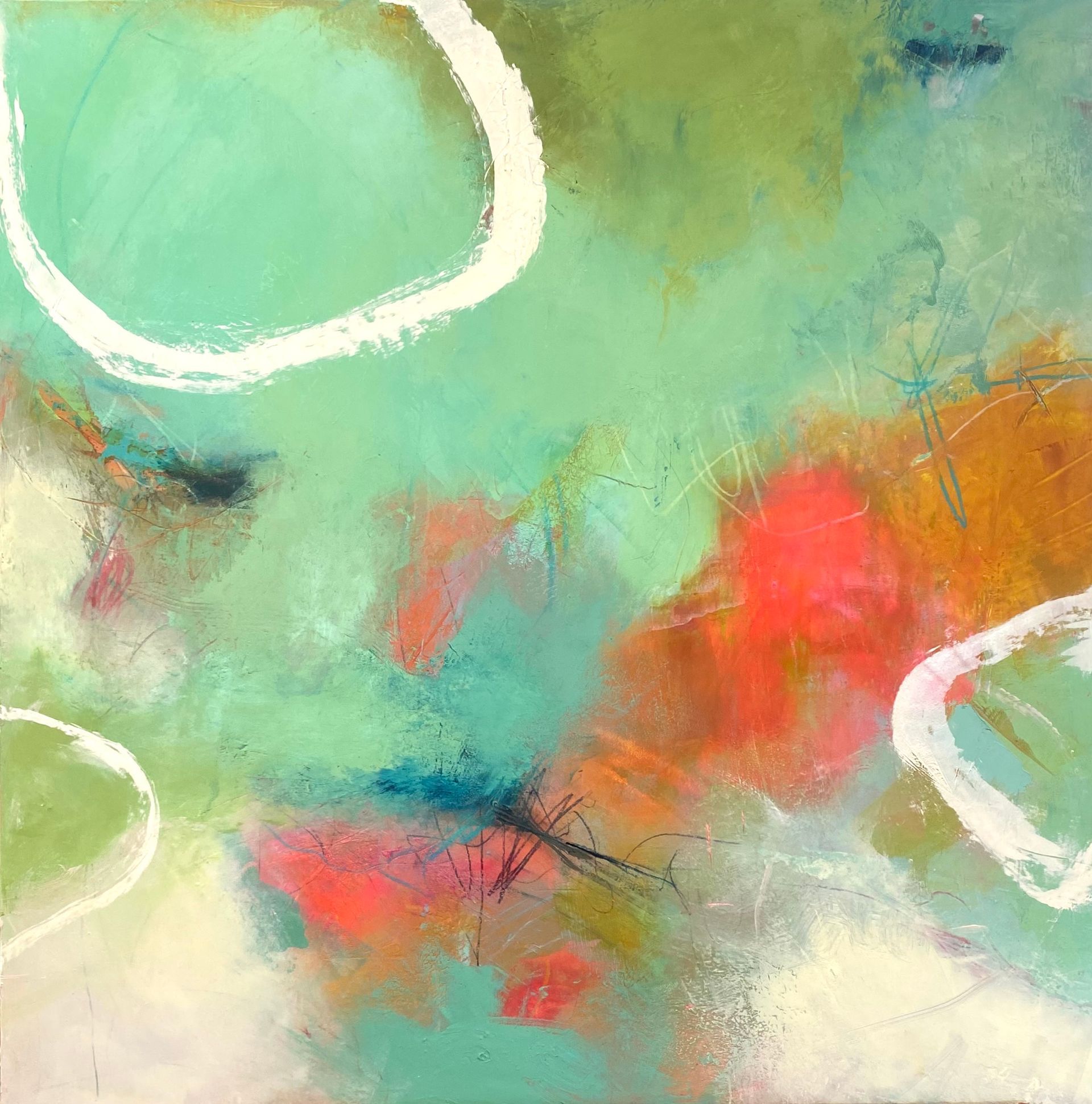 This Moment Oil and Cold Wax on Cradled Panel 82cm x 82cm £1750