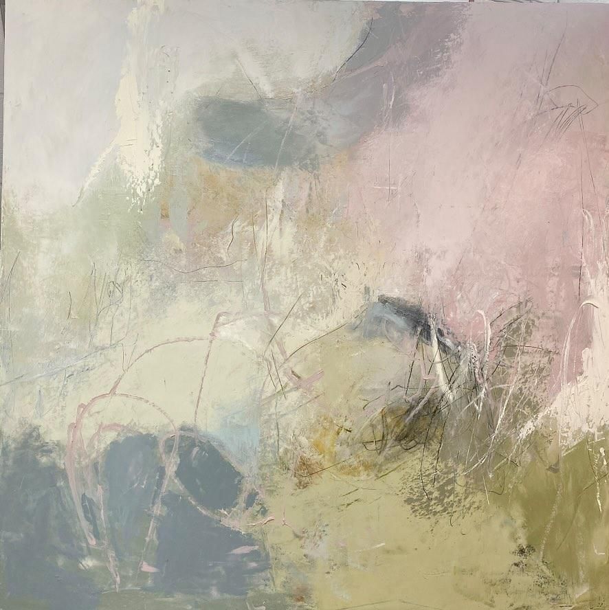 It is a painting of a landscape with a lot of different colors.