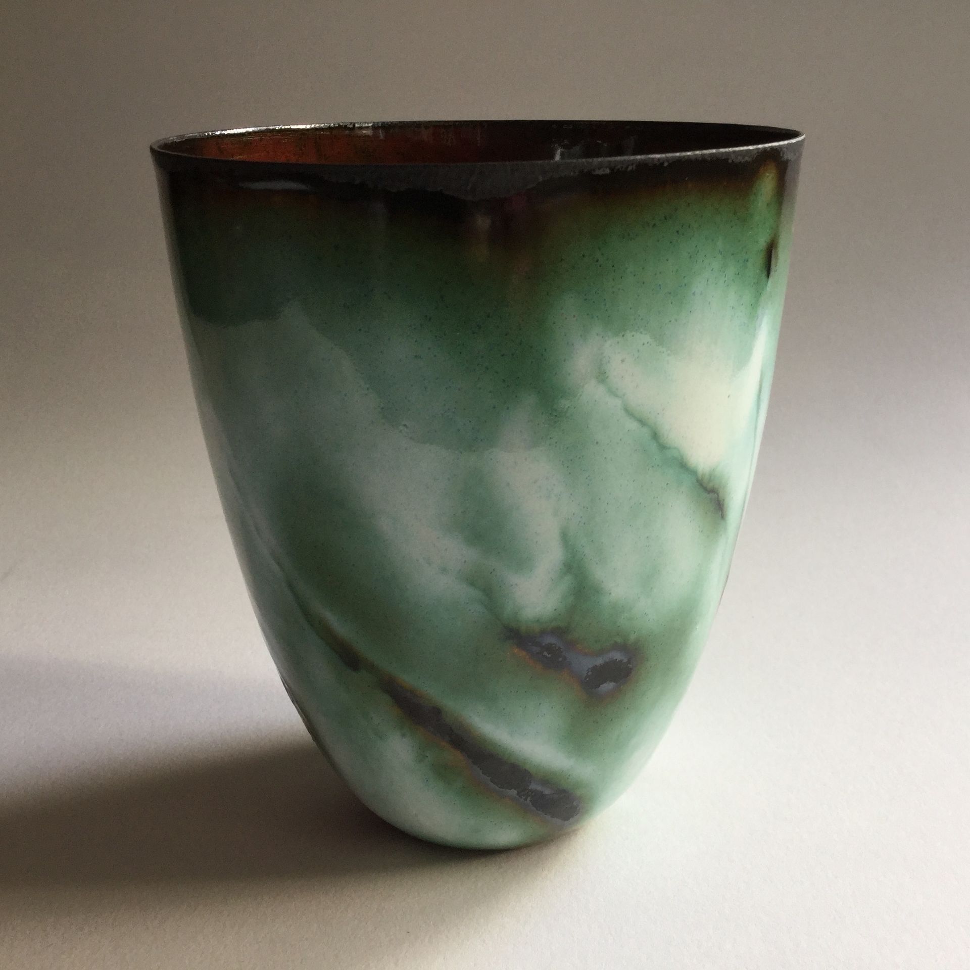 Frozen Water Reflections, Enamelled Copper Vessel, £200