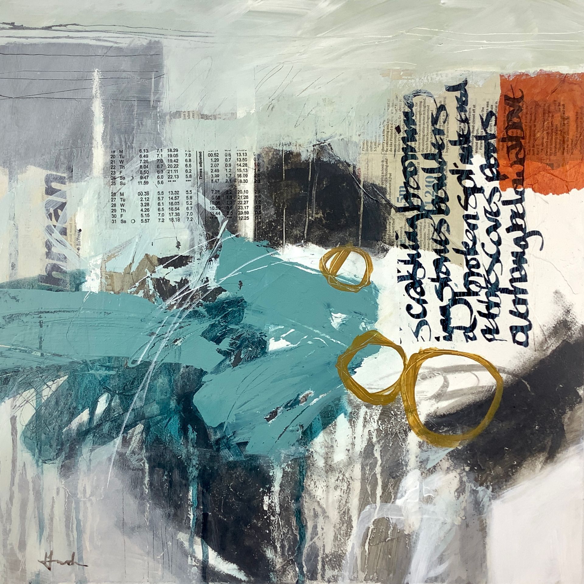 High Water Mixed Media on Cradled Wood Panel, 50cm x50cm x 3cm £900