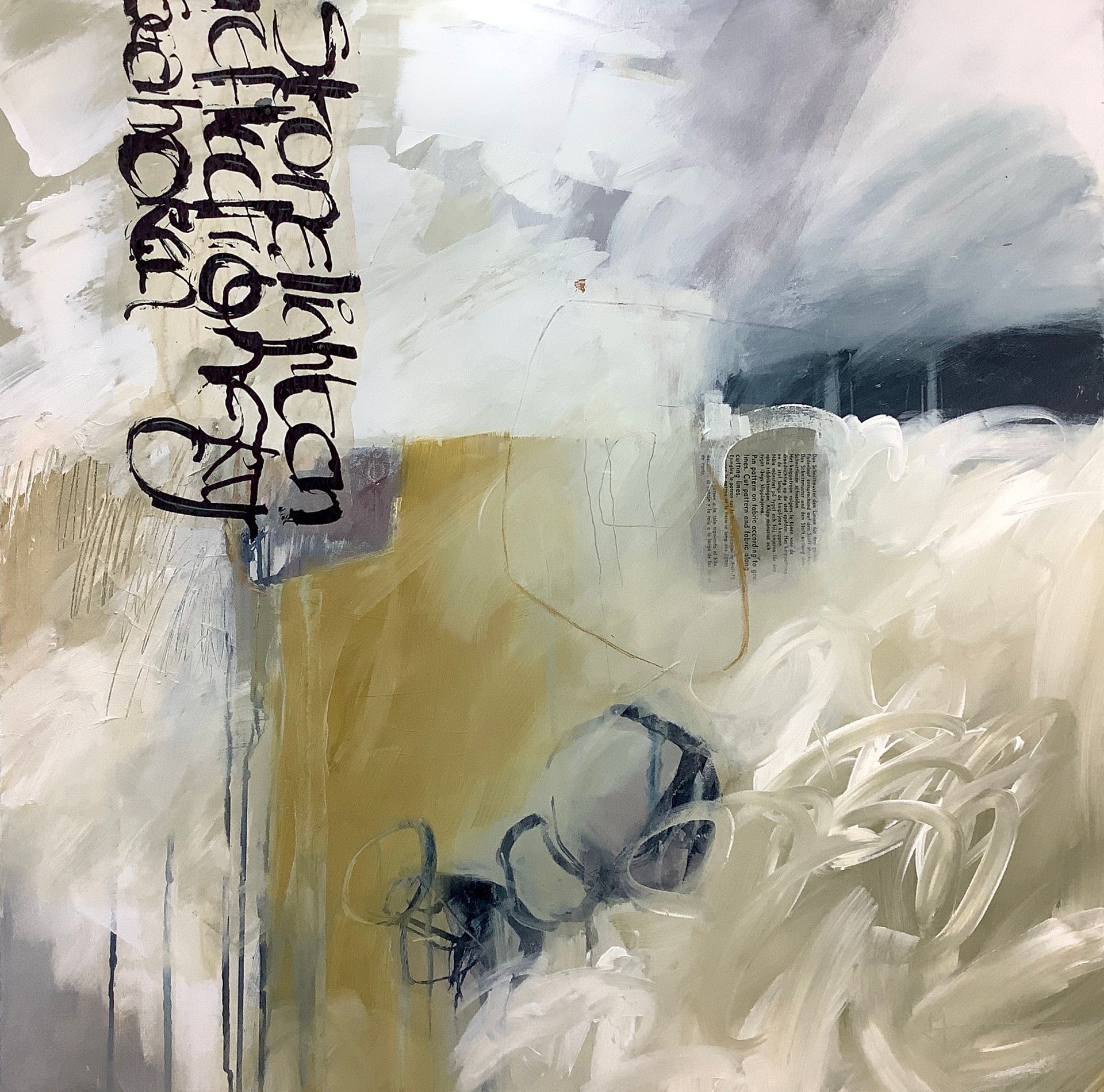 Unwritten Acrylic Collage on Canvas 70cm x 70cm x 3cm £1600