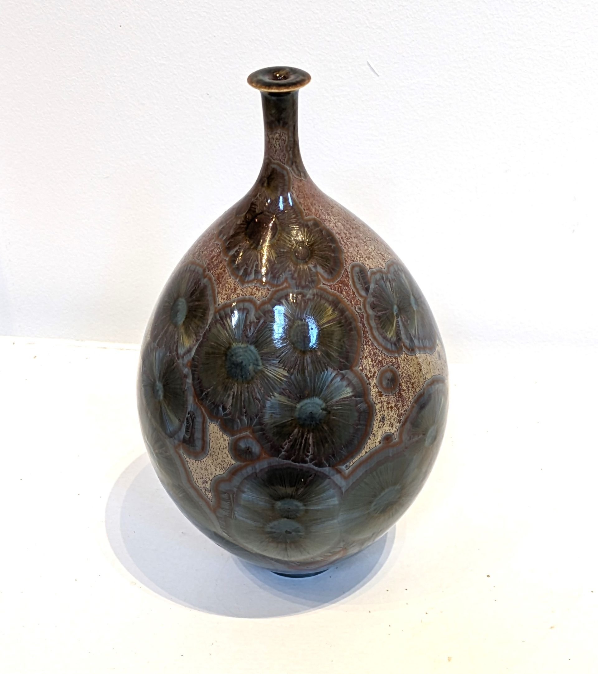 CNC Pale Green Blue Tan Glaze Bottle Form 21cm x 12cm £110