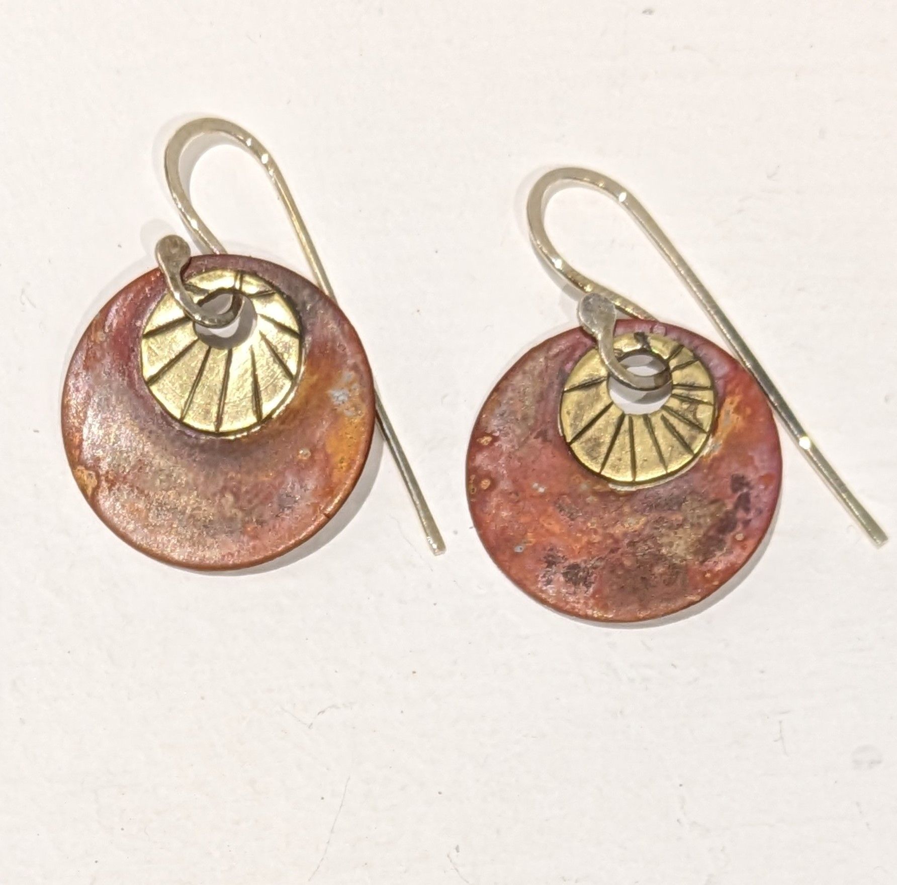 119 Oxidised Copper and Brass Double Disc Earrings £36