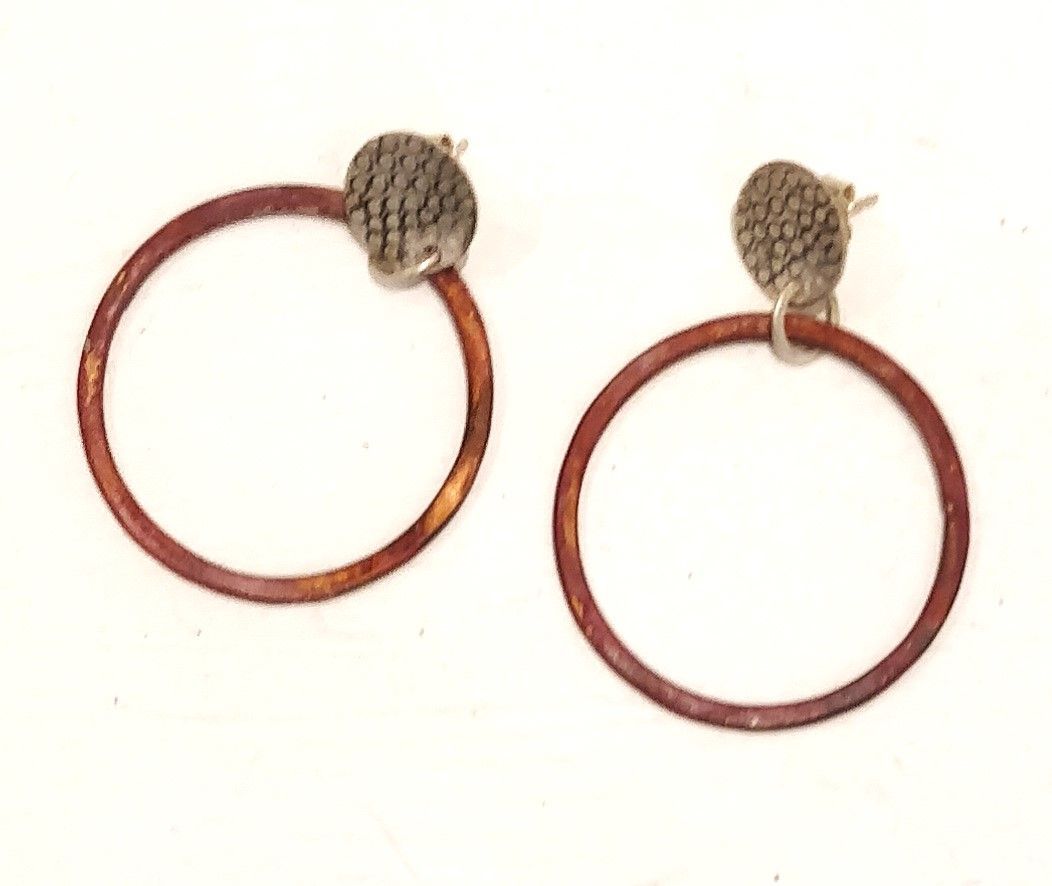 115 Oxidised Copper Hoop Stud Earrings £42