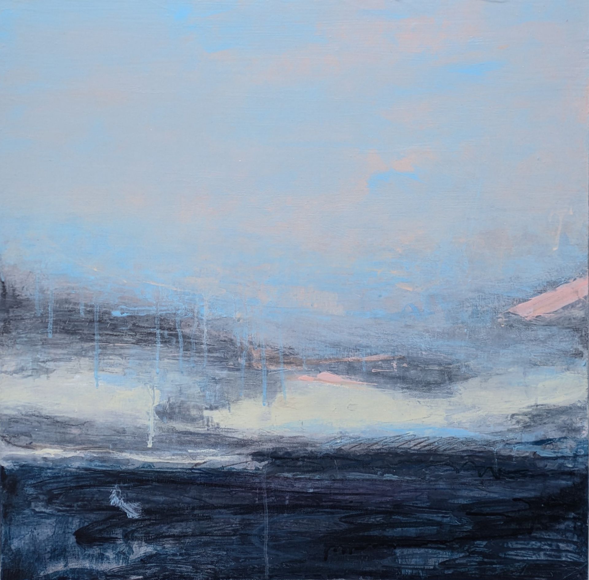 Darkling II  Mixed Media on Canvas 62 x 62 x 4cm, 65cm square framed £1150