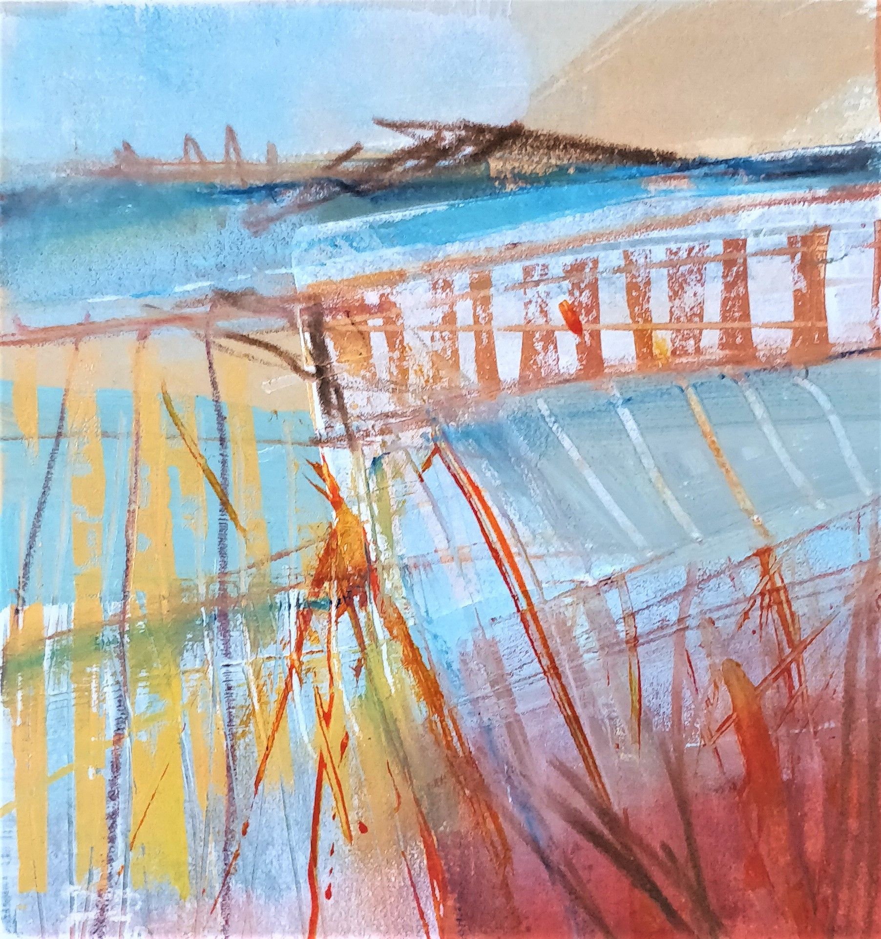 Autumn Landscape II Acrylic, Ink and Linoprint 12cm x 12cm £85