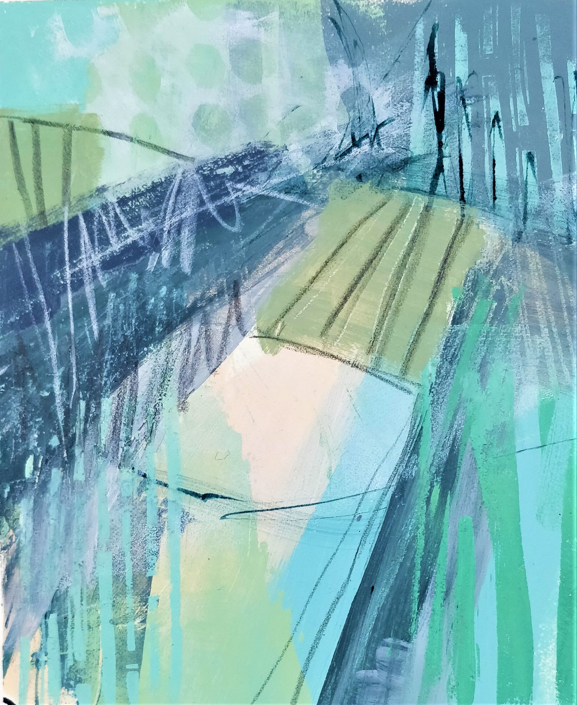 Summer Landscape II Acrylic, Ink and Linoprint 13cm x 15.5cm £95