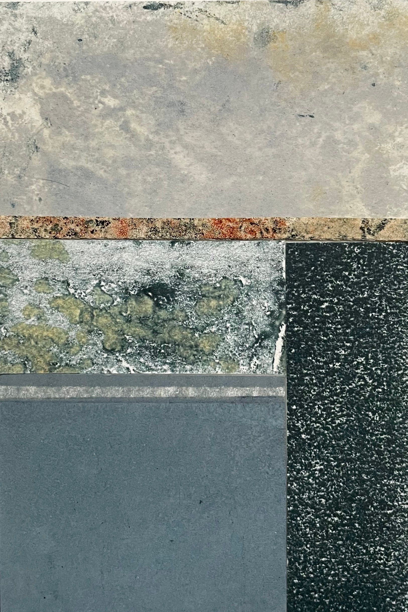 a close up of a collage of different colored tiles