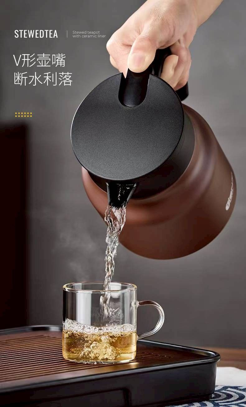 陶瓷內膽泡茶保溫壺1000ml-咖啡色-更保溫、更健康、易清洗