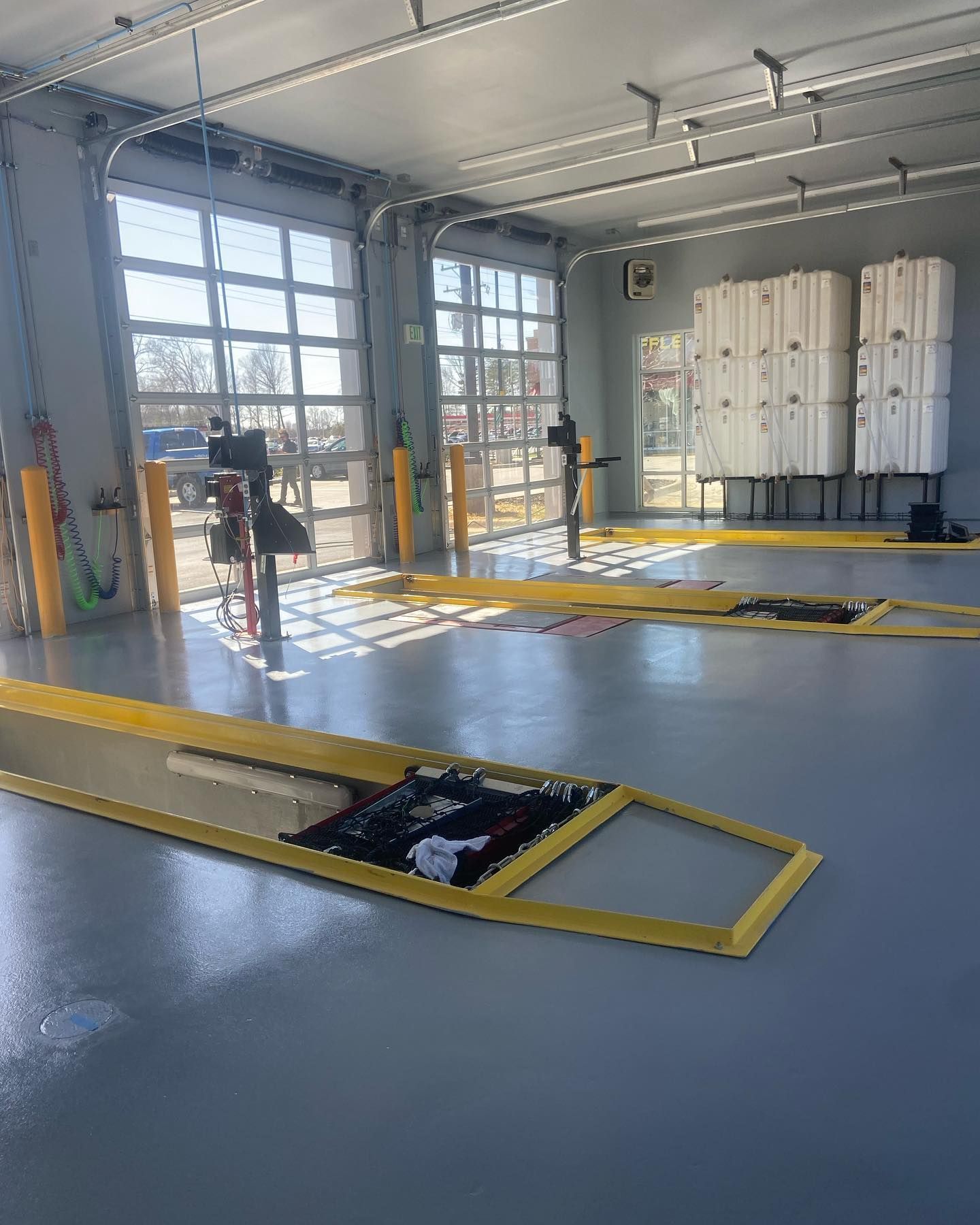 auto shop epoxy flooring installation