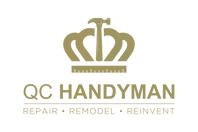 a logo for a handyman company with a crown and hammer .
