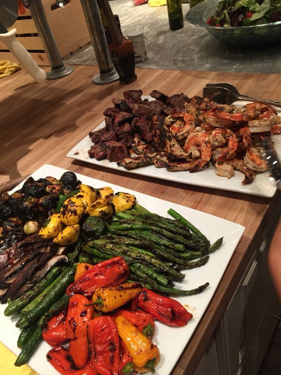 A Table Topped With Plates of Grilled Vegetables and Meat — The Larder Byron Bay in Byron Bay, NSW
