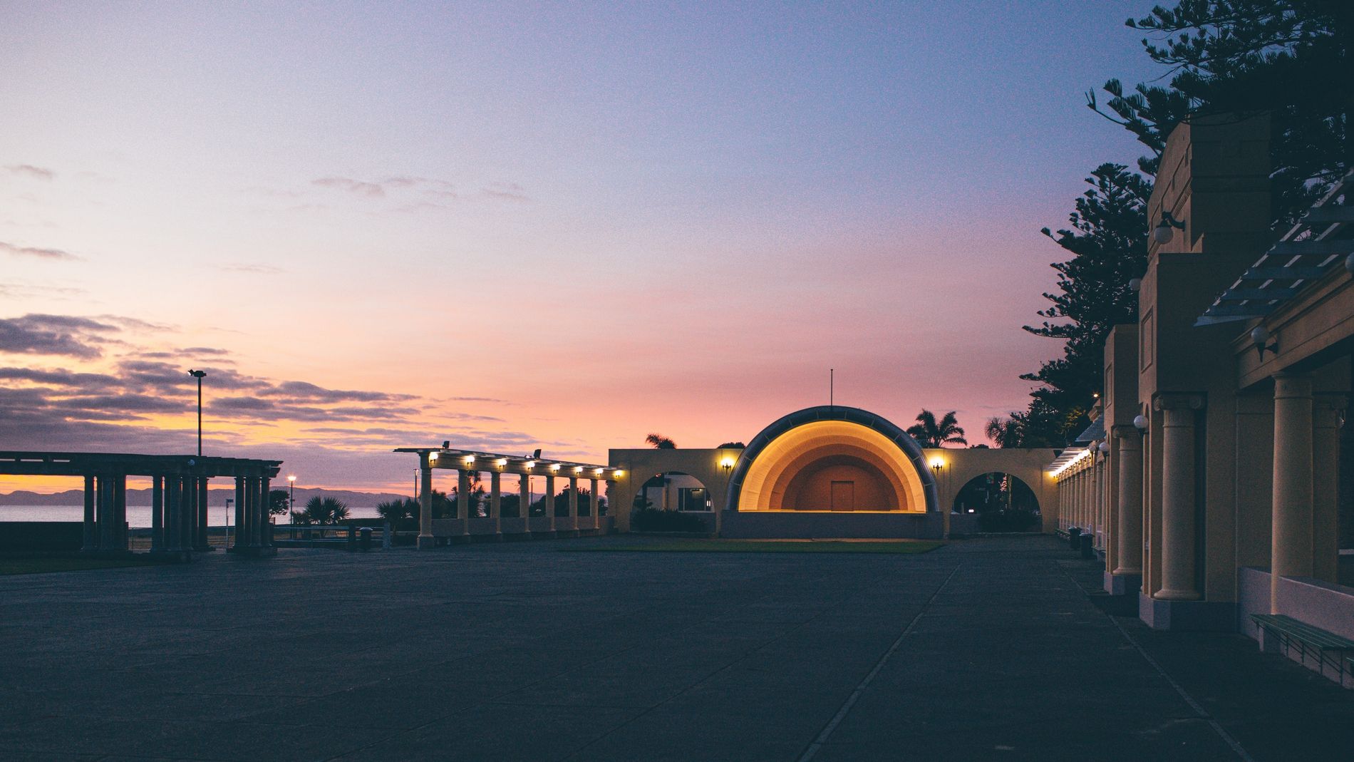 Napier soundshell at dusk