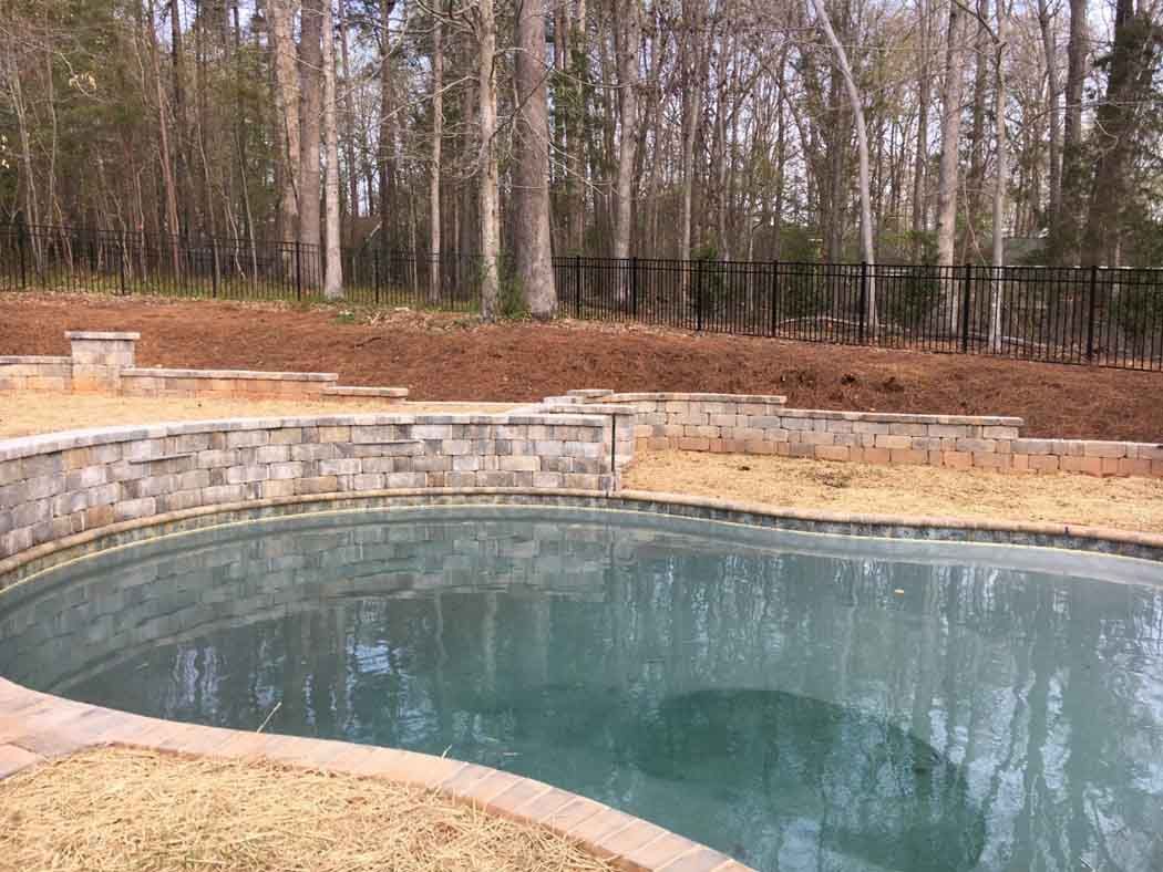 Retaining Wall and Pond