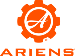 Ariens logo: An orange gear encircles a white