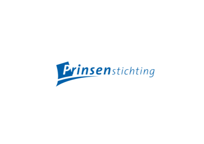Het blauwe logo van de Prinsenstichting op een witte achtergrond.