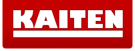 KAITEN-logo in wit op een rode achtergrond
