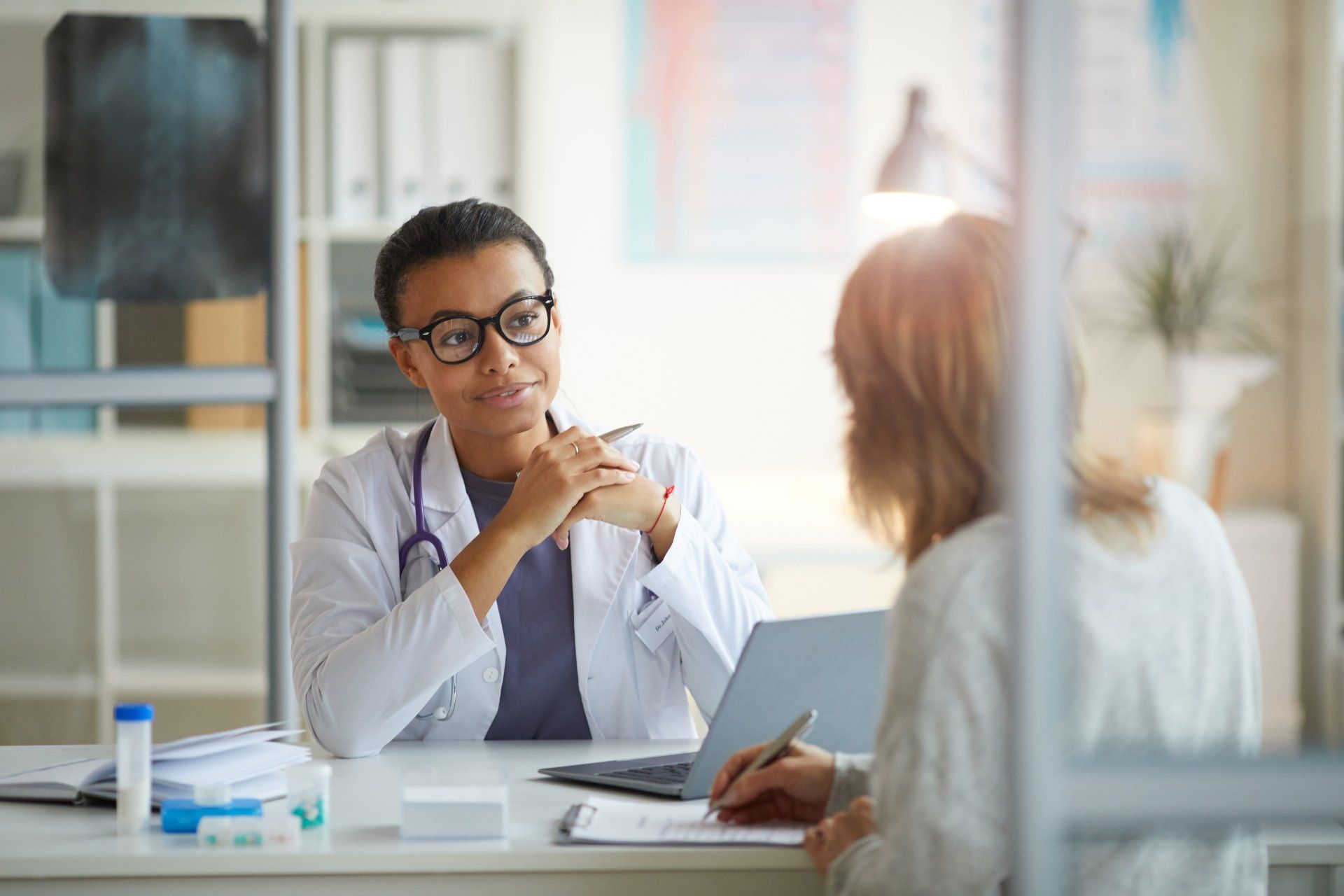 doctor with a patient at a clinic