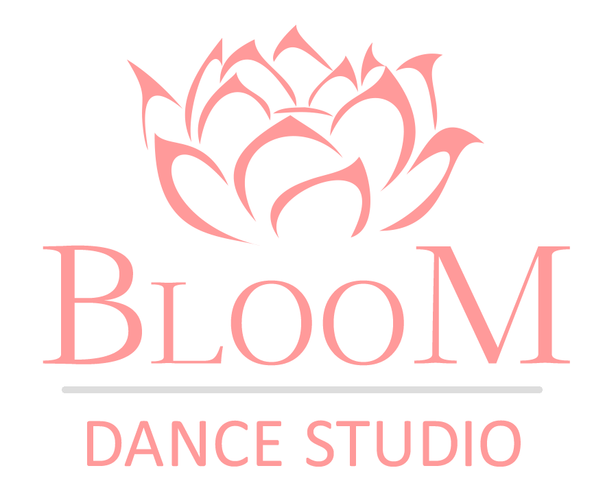 Pink logo for Bloom Dance Studio: lotus flower above the word