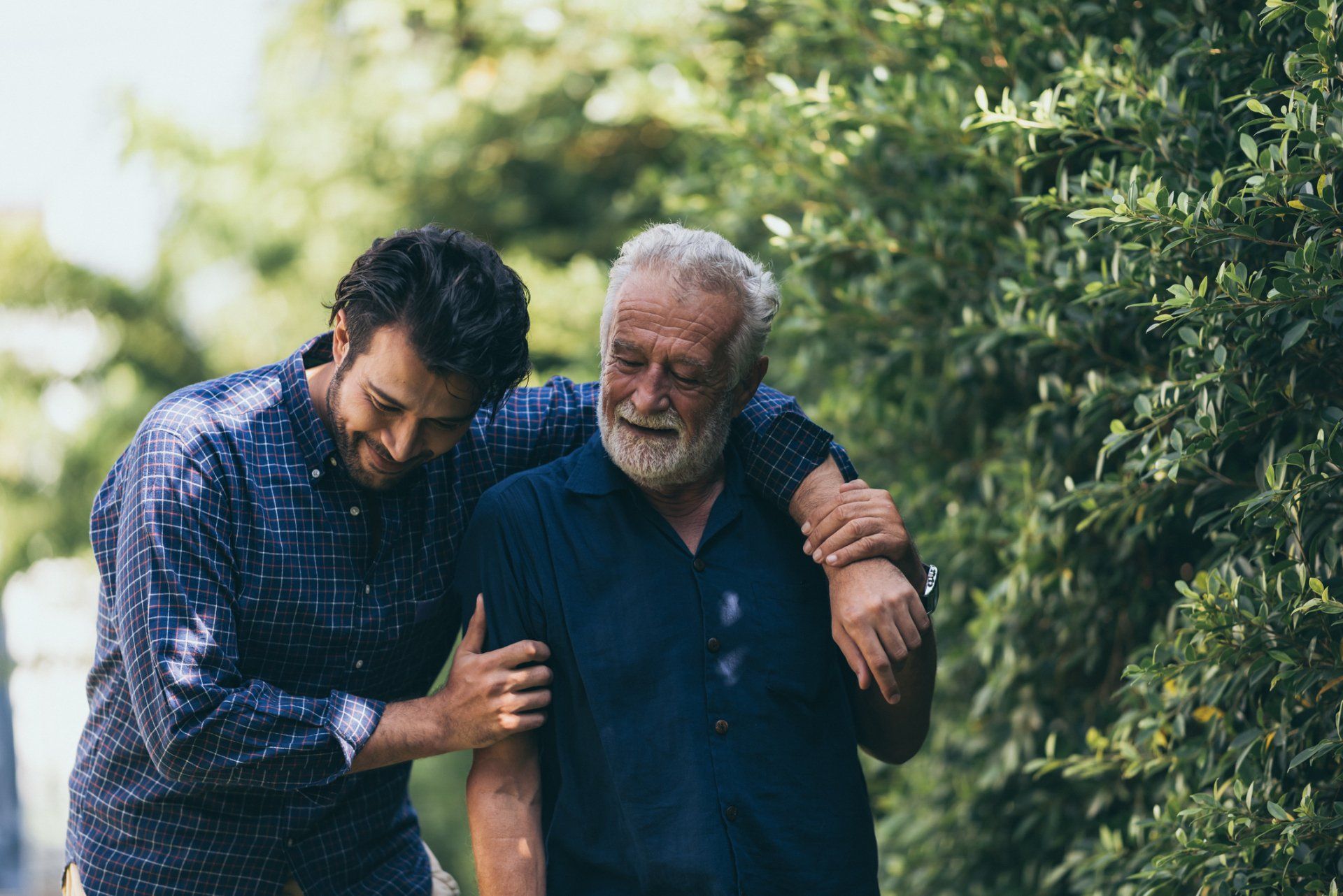 Old Man and His Son are Walking — Lakeland, FL — Better Living for Seniors of Polk County