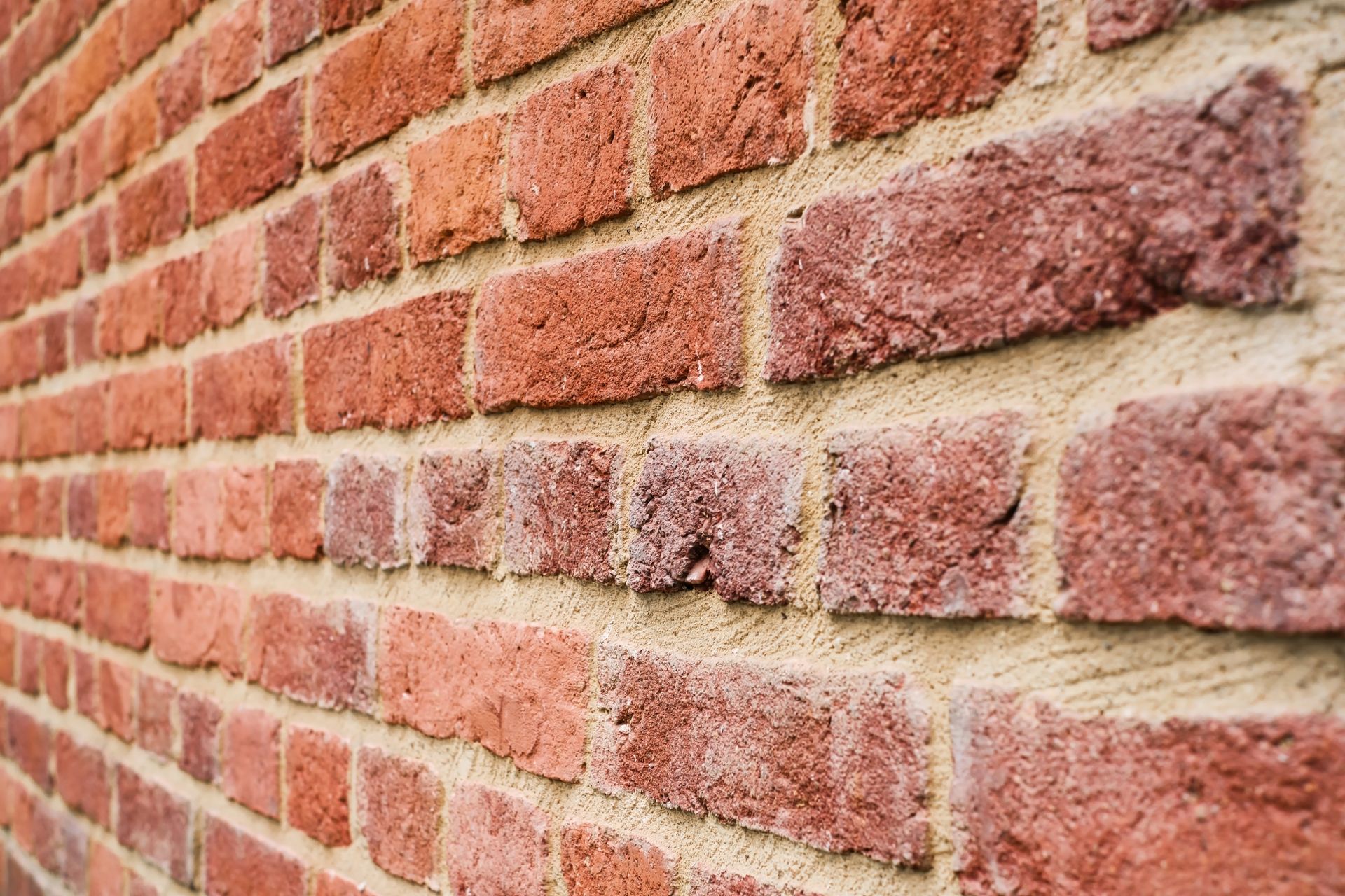 a close up of a red brick wall