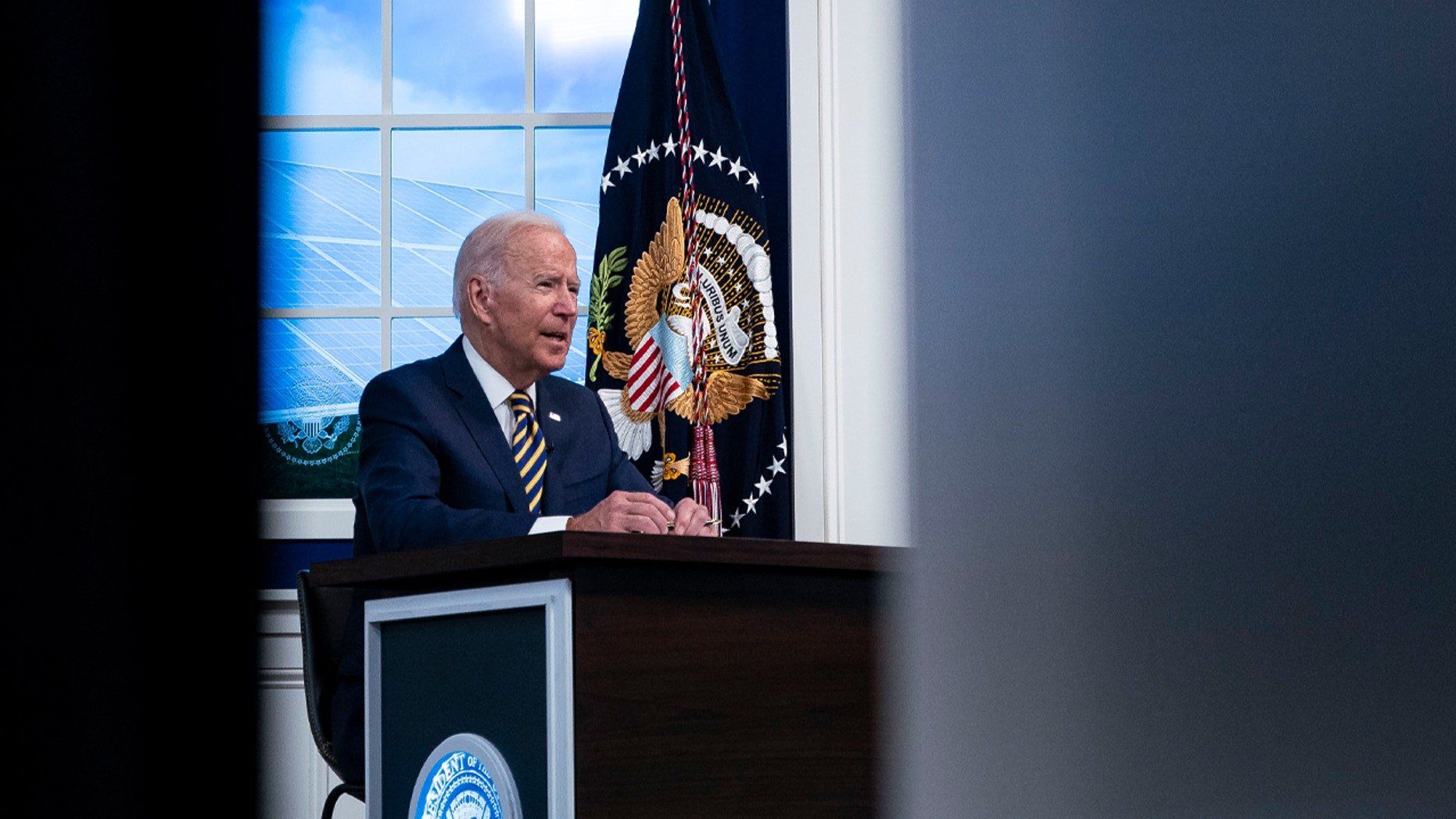 President Joe Biden speaks during a conference call on climate change on Sept. 17, 2021, in Washington, D.C. (Photo by Al Drago/Getty Images) President Joe Biden speaks during a conference call on climate change on Sept. 17, 2021, in Washington, D.C. (Photo by Al Drago/Getty Images)