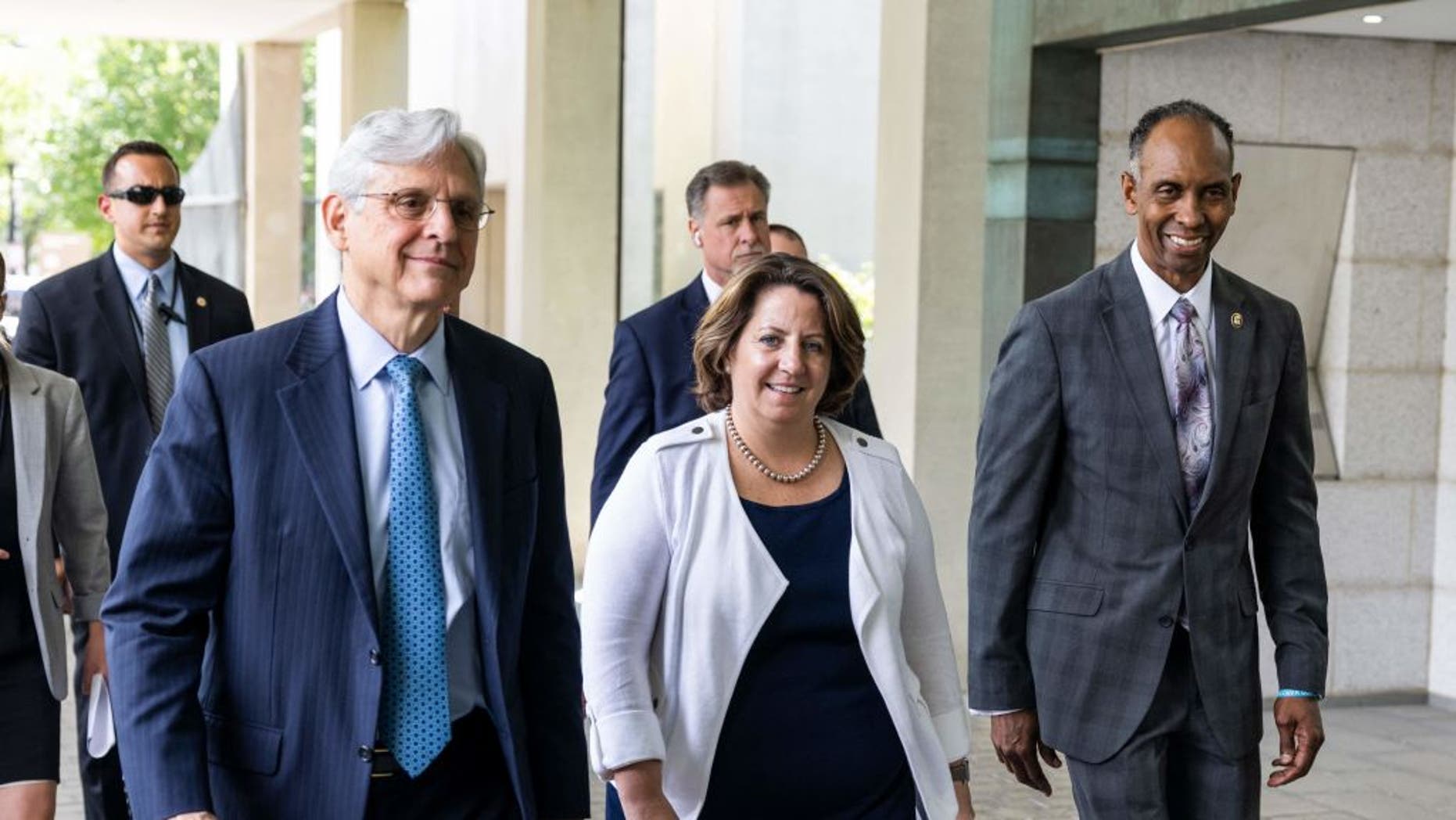 Attorney General Merrick Garland, left, Deputy Attorney General Lisa Monaco, and Acting ATF Director Marvin G. Richardson in Washington, D.C., on July 22, 2021. (Jim Lo Scalzo/Pool/AFP via Getty Images) Attorney General Merrick Garland, left, Deputy Attorney General Lisa Monaco, and Acting ATF Director Marvin G. Richardson in Washington, D.C., on July 22, 2021. (Jim Lo Scalzo/Pool/AFP via Getty Images)
