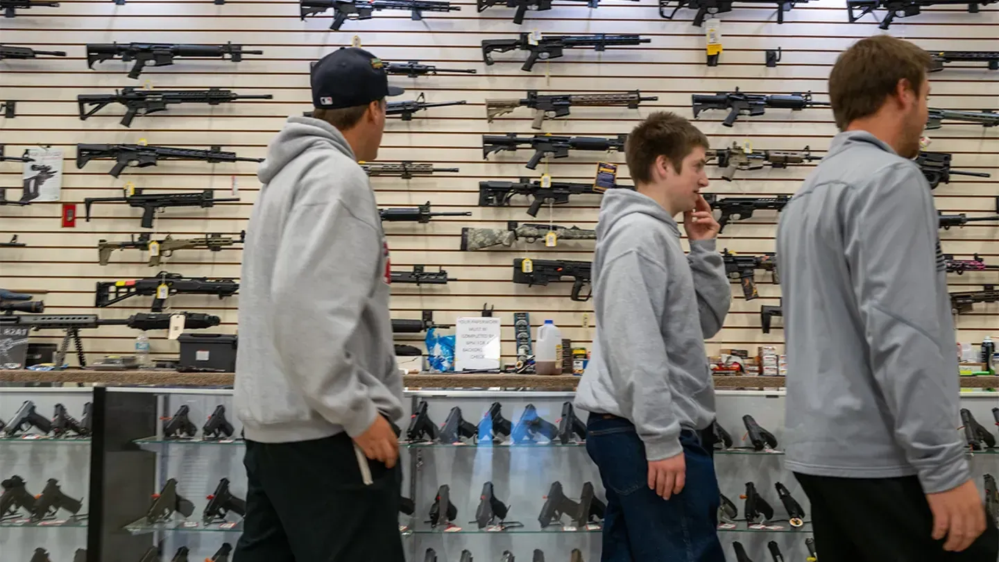 Guns displayed in a store Guns displayed in a store