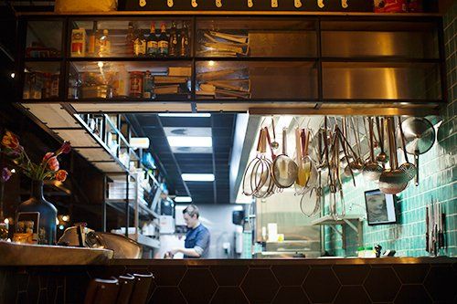 custom kitchen shelving at a Nashville restaurant