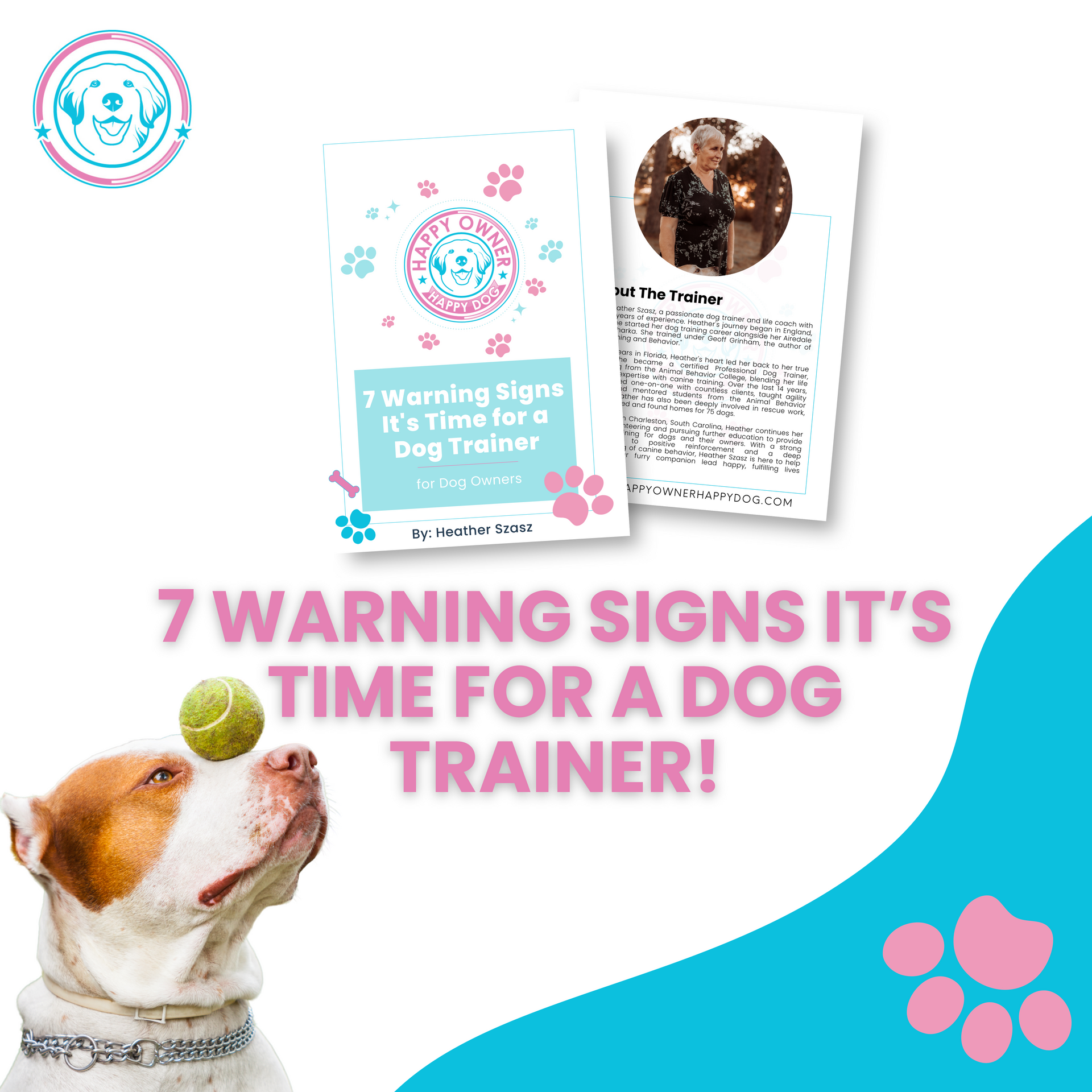 7 warning signs it's time for a dog trainer — free guide cover with puppy and training cards