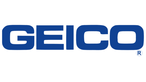 Geico logo: Blue block letters spelling 
