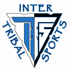 A blue and white logo for inter tribal sports