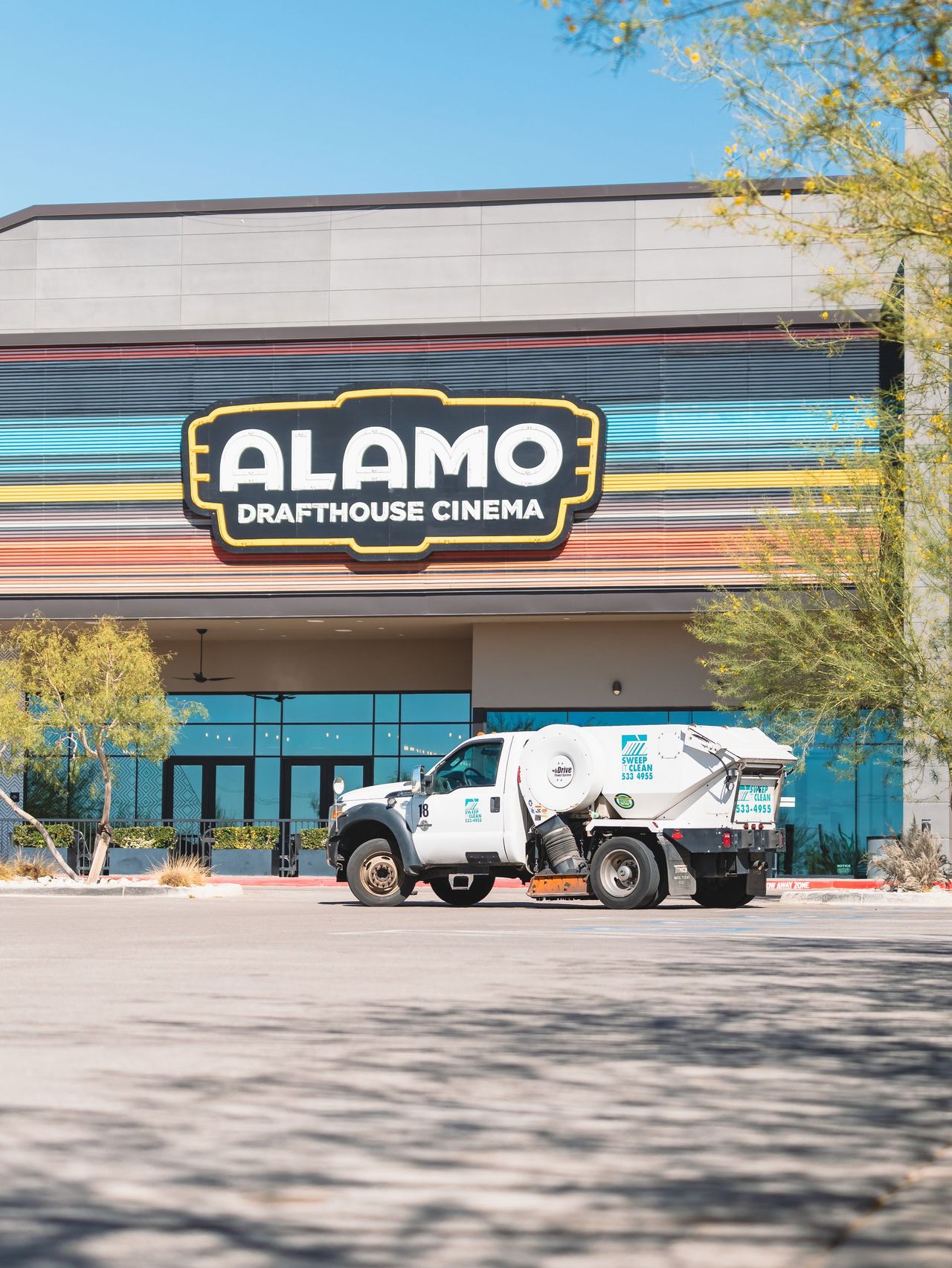 Sweep It Clean truck outside Alamo Drafthouse